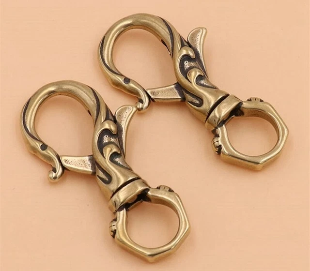 2pcsFloral designs Solid brass Lobster Claw Clasps Buckle Ring Snap Hook Webbing