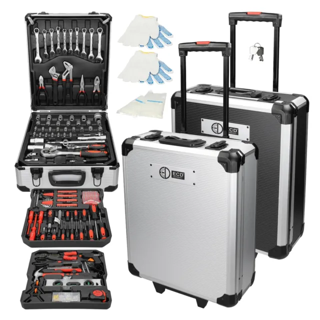 Boîte à outils malette trolley valise rangement à tirer aluminium 180/949 pièces