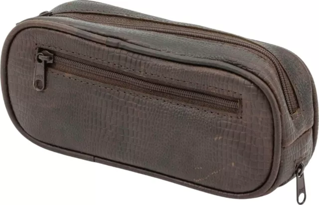 Pfeifentasche - Leder - Braun - Vortasche - Für 2 Pfeifen - Snake Print