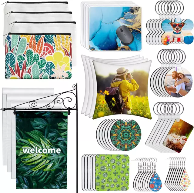 114Pcs Sublimation Blanks Products, Sublimation Blanks Set Including DIY Blank M