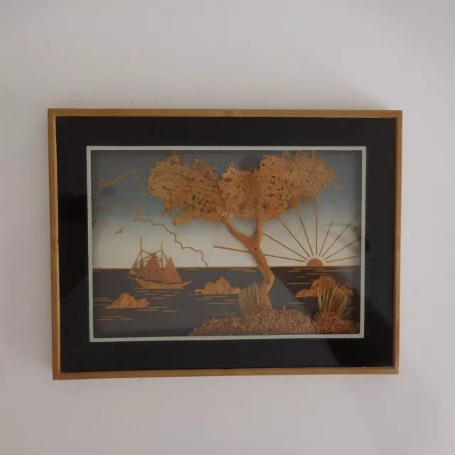 Vintage Art Deco Design XX PN France Handmade Sea Landscape Frame Board N2831