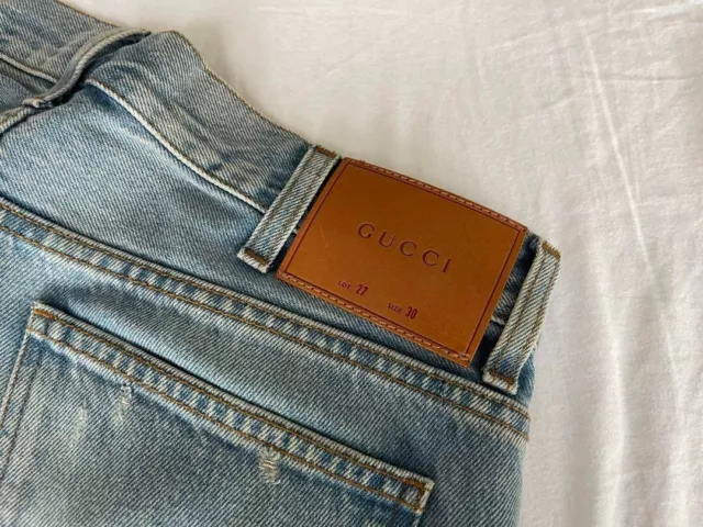 GUCCI Graffiti Denim Pants Jeans Men Size 30 Studs Blue Genuine USED 3