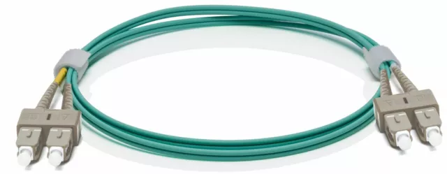 3m Fibre Optic SC-SC MultiMode MM Duplex Patch Lead OM3 10G Cable Aqua Cyan NBN