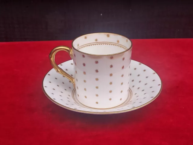 Antique porcelain coffee can and saucer, Royal Worcester, English, Edwardian