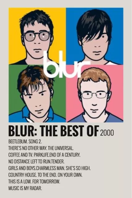 Blur. Best Of. A4 Album Songlist Print.  Wall Art. Home Decor. Poster.