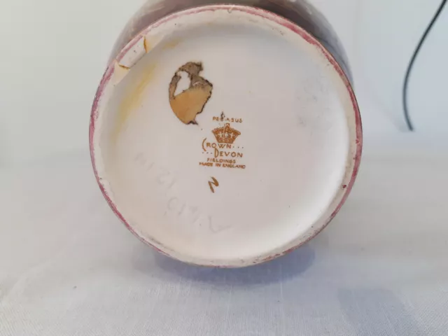 Vintage Flower Vase Pegasus Crown Devon Red Ceramic Horse Art Pottery Vase 2