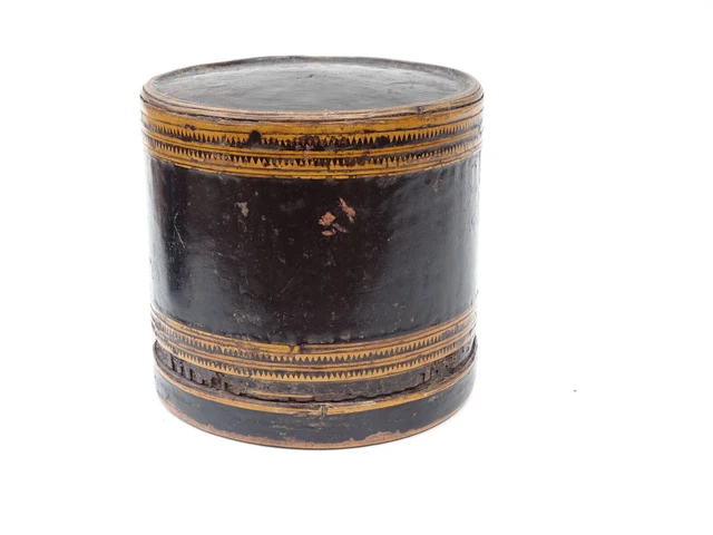 19th C. Antique Burmese Bamboo Ratan Betel Nut Box Southeast Asian - AN2