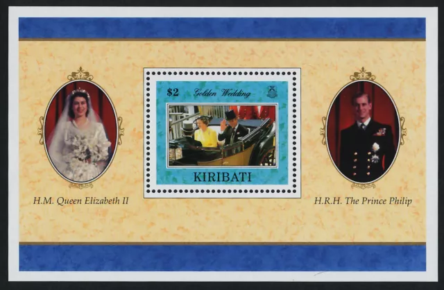 091. Kiribati 1997 Tampon M/S Doré Mariage Reine Elizabeth II Et Prince Philip