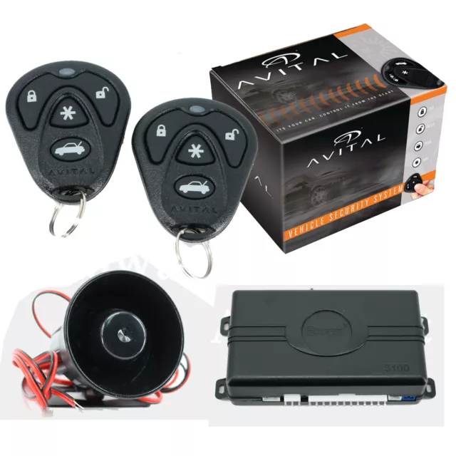 Avital 3100L Keyless Entry Alarm 1-Way Security System w/ Siren + 2 Remotes