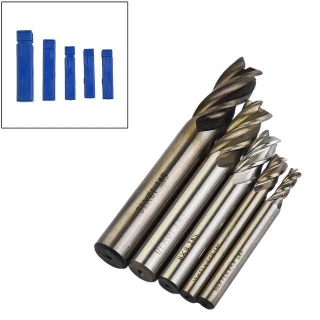 5 Pc/CNC End Mill Cutter Milling Machine HSS Straight Shank Drill Bit 4 Flutes