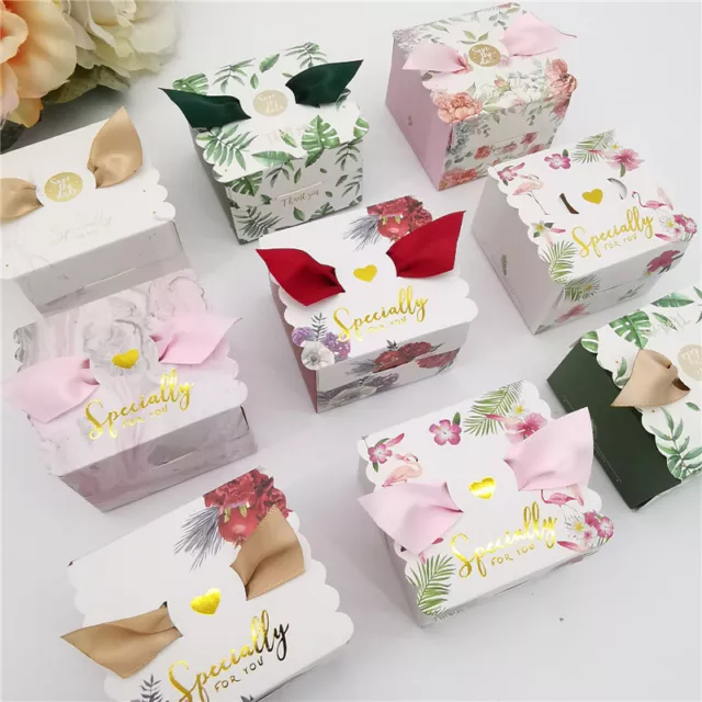 50x Wedding Favours Sweets Candy Box Gift Packaging Paper Boxes with Ribbons