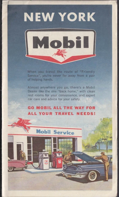 Mobil Mobilgas Gasoline Road Map New York State 1961