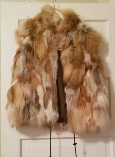 MACYS FUR VAULT Red Fox Fur Cropped Vest XXL NWT