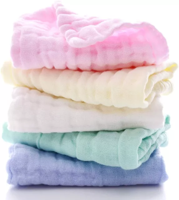 Muslin Burp Cloths 5 Pack Cotton Hand Washcloths 6 Layers Perfect for Baby