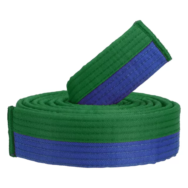 1.6"x7.9Ft Polyester Taekwondo Colored Ranking Belt, Green-blue