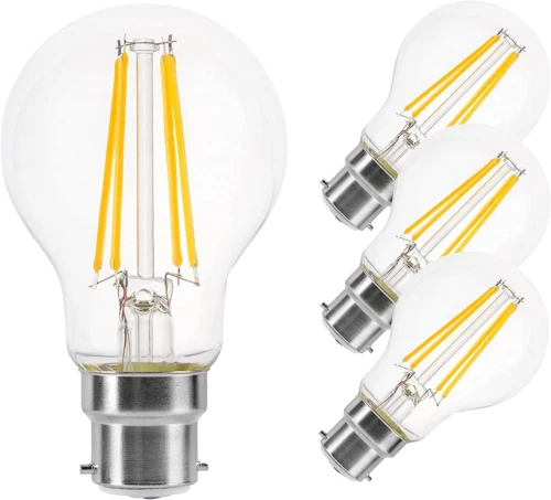 LumeGlow B22 Bajonettkappe LED Filament 3 Stück (1er Pack), warmweiß 2700k