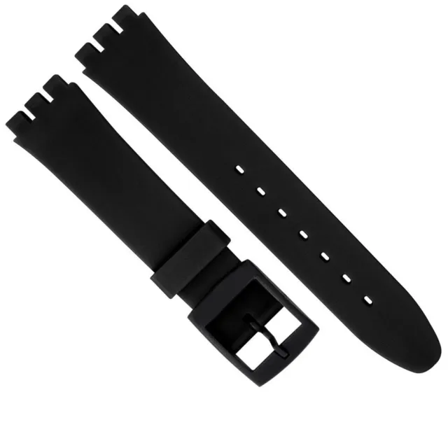Cinturino per orologio in gomma compatibile swatch normale nero ansa 17mm