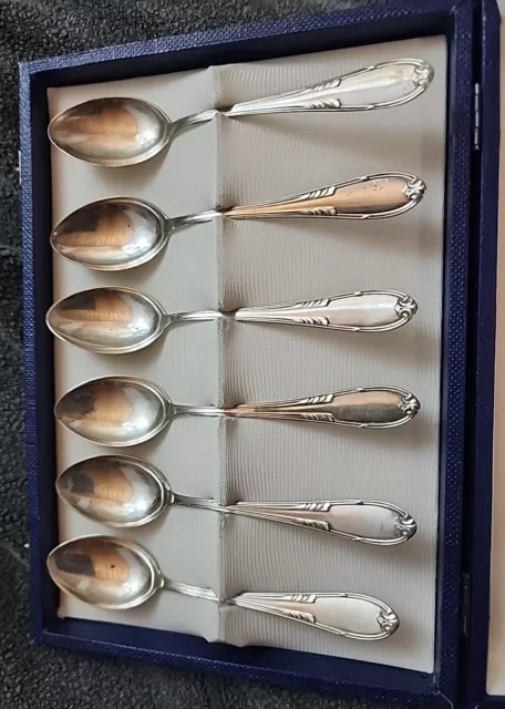 Italian ARGENTO 800/1000 Silver Set of 6 Teaspoons In Original Hard Case Gioiell 2