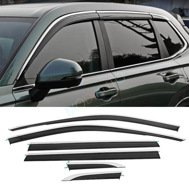 FOR HONDA CRV 20232024 Black+steel Window Visor Vent Shades Sun Rain