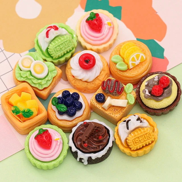 24 Pcs Tiny Cake Model Doll House Food Desserts Fake Resin Toy Child
