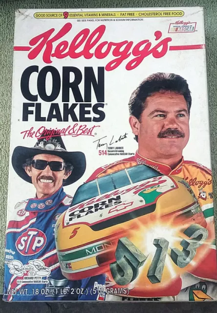 Kelloggs Corn Flakes Terry LaBonte Richard Petty cereal box 18 oz