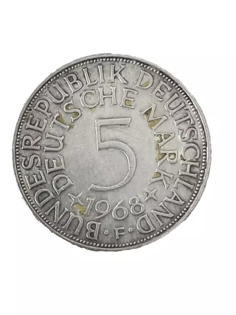 Moneda de plata de 5 marcos de Alemania Oriental 1968