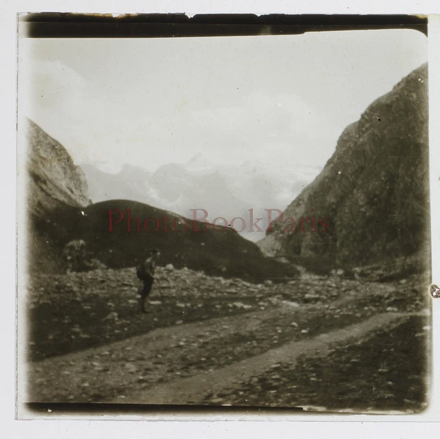 FRANCE Montagne Col de la Vanoise 1929 Photo Stereo Plaque de verre n2