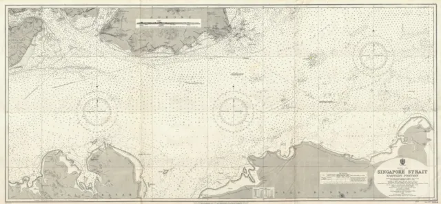 1927 Admiralty Nautical Chart / Map of Singapore Strait East