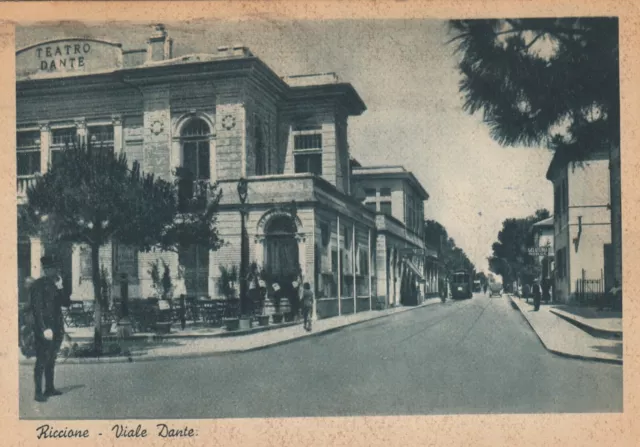 Cartolina *18 Riccione Rimini Emilia Romagna Viale Dante Mare Viaggiata 1940