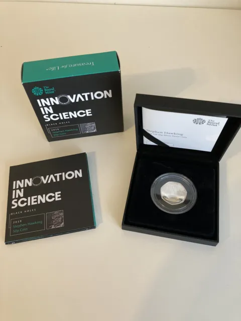 Stephen Hawking Silver Proof 50p Coin 2019 CoA Limited Edition Boxed Royal Mint