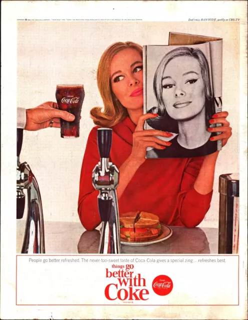 1964 Coca Cola Things Go Better with Coke Sexy Model Vintage Print ad a9
