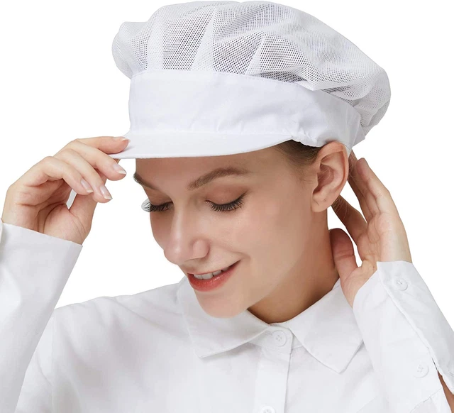 2 Pcs Chef Hats - Mesh Kitchen Chef Caps, Drawstring Hair Nets Food Service, Nur
