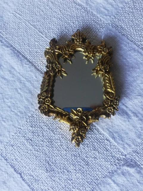 Miroir Miniature Vintage Pour Maison De Poupée - Cadre Baroque Rose, 4,9x3,9 Cm, Accessoire De Décoration Pour Chambre Ou Salle De Bain