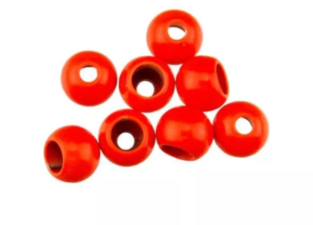 25) FL. ORANGE BRASS fly tying beads 5/64"-3/16" (2.0mm-4.6mm)