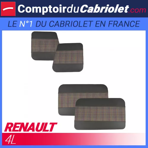 Panneaux de portes en simili cuir et tissu écossais pour Renault 4L
