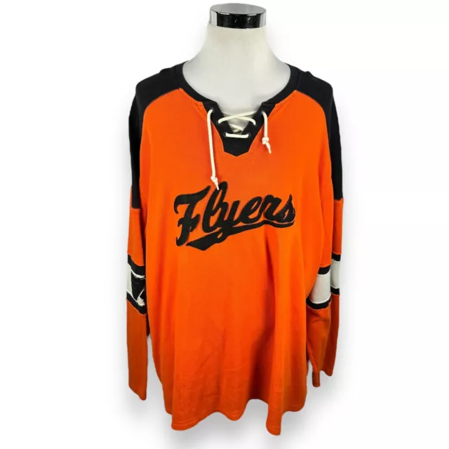 CCM Philadelphia Flyers Jersey Style Sweatshirt Men's 4XL Tie Neck Orange Black