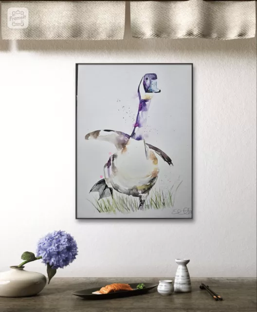 All new large original signed watercolour art painting by Elle Smith Of A Goose