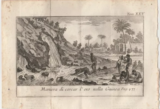 SALMON 1756 - "Maniera di cercar l'oro nella Guinea" Popoli Africa Cercatori Oro