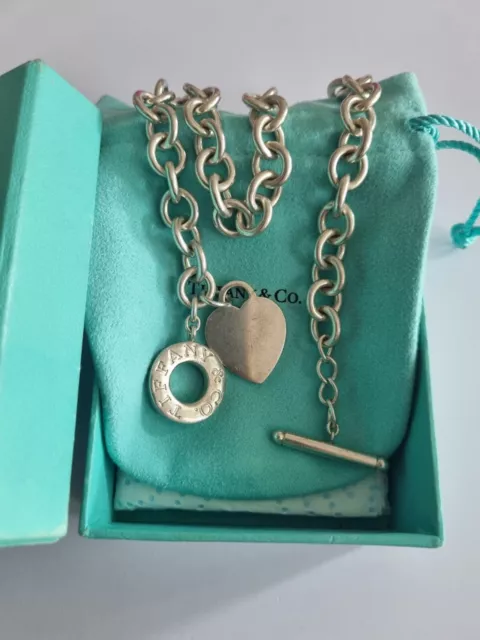 TiffanyCo Tiffany Plain Heart Tag Toggle Necklace Choker
