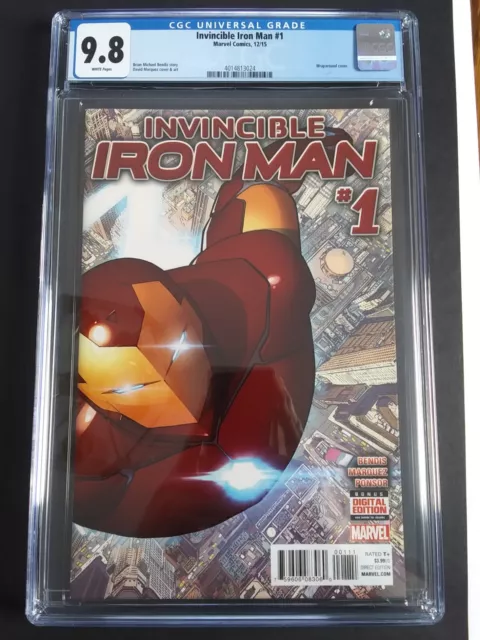 Invincible Iron Man #1 cgc 9.8 2015 wraparound cover Bendis David Marquez