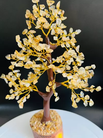 Citrine crystal tree , Handmade Natural Genuine Heling tree of life gif