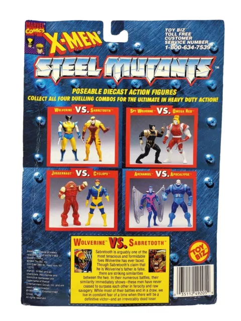 1994 X-MEN Steel Mutants Wolverine Vs Sabretooth Action Figures NEW Die Cast 3