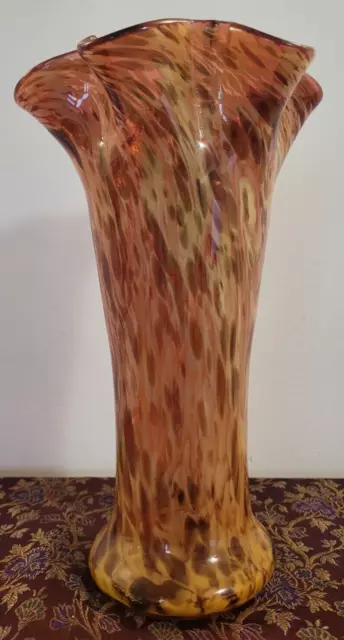Grand vase en verre inclusion d'or cristal non signé