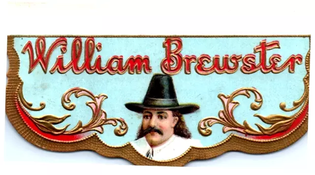 Cigar Label William Brewster vtg paper ephemera embossed advertising Tobacco T01