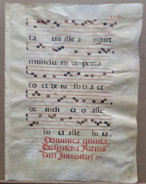 16th Century Antiphonal Music Manuscript on Vellum 20"×15" Double sided 1 Page