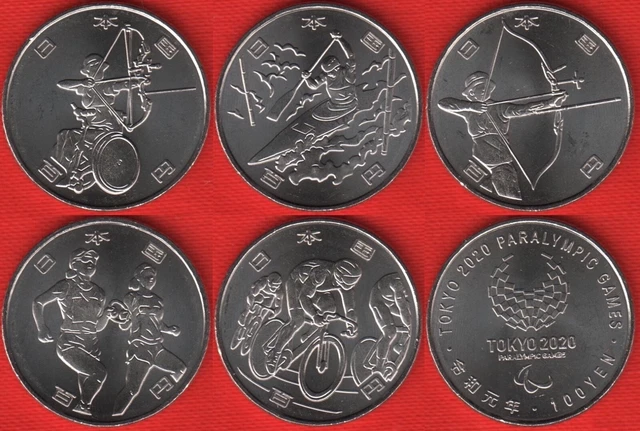 Japan set of 5 coins: 100 yen 2019-2020 "Tokyo 2020" UNC