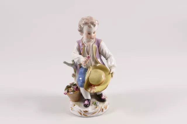 Meissen Porzellanfigur Figur Gärtnerkind Hut Korb II.Wahl 121 33. um 1930