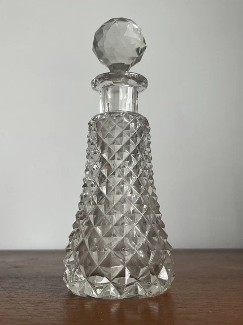 Crystal Vintage Hobnail Decanter-perfume bottle ball shaped stopper B