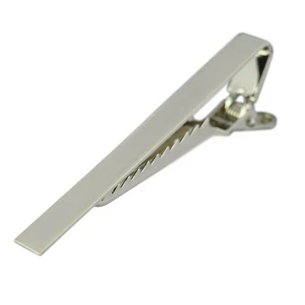 Herren PREMIUM Chrom Silber EDELSTAHL 5,8 CM Krawatte Clip Verschluss Bar Pin UK Geschenk 2