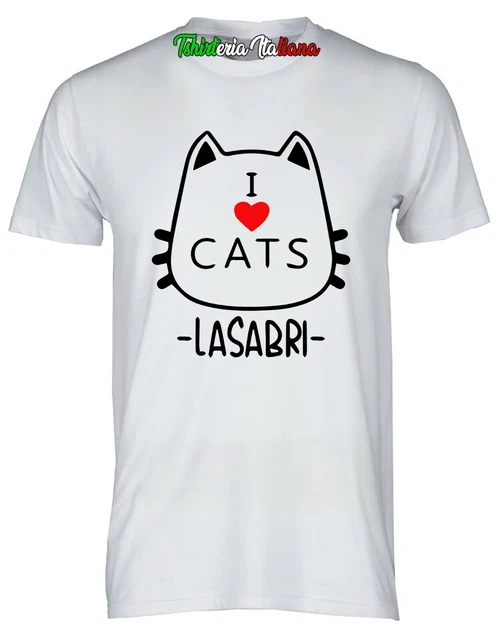 T-shirt I LOVE CATS la sabri gamer LASABRI bianca nera gattini maglietta bambini